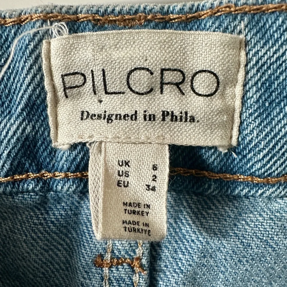 Pilcro by Anthropologie Metallic Coated Denim Mini Skirt Silver Blue - 2